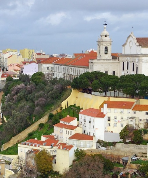 Rooftops and a hillside in Lisbon, Portugal
