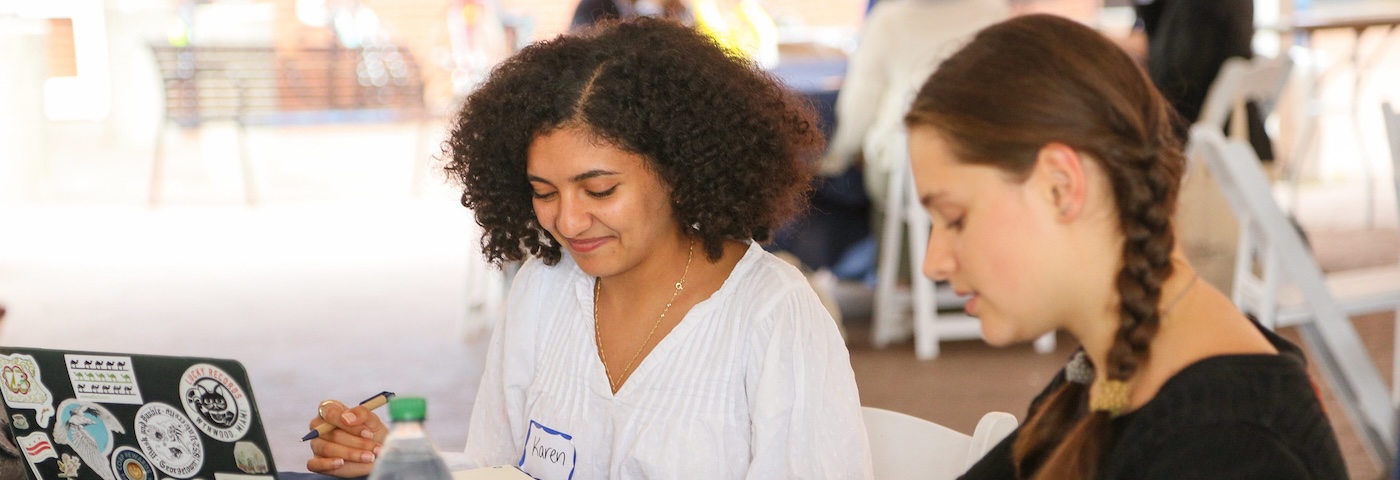 Students studying together in Red Square