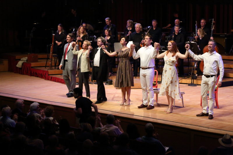 Leonard Bernstein's Trouble in Tahiti, cast photo with director Jamie Bernstein, at Tanglewood; Hilary Scott photo.