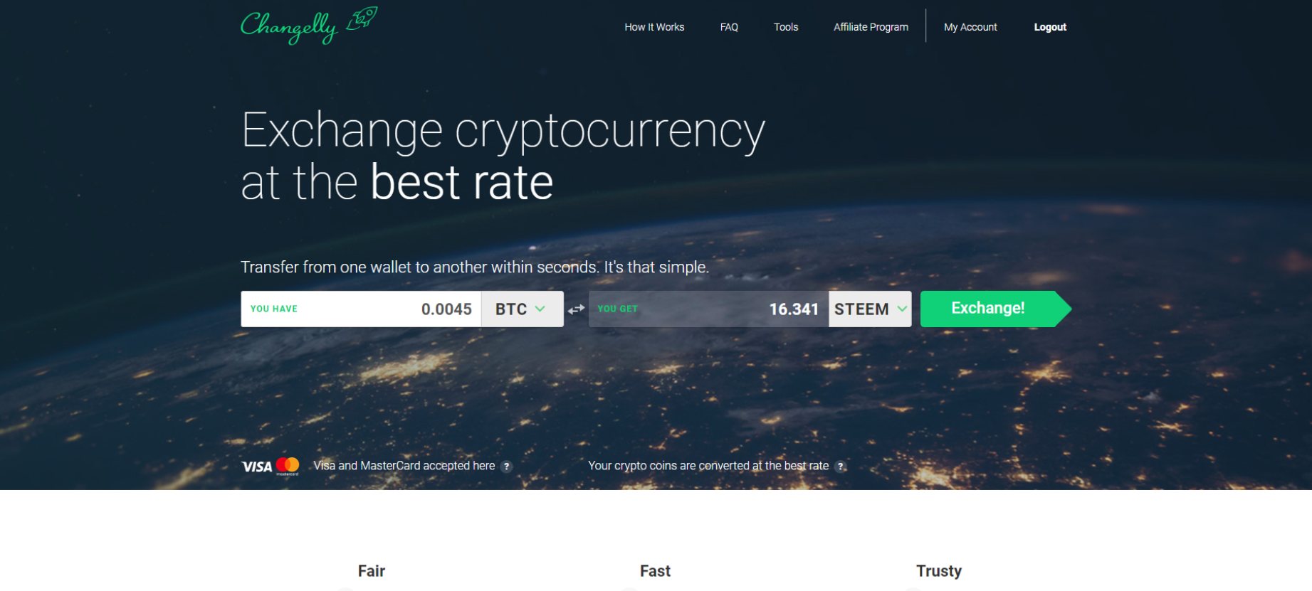 changelly homepage