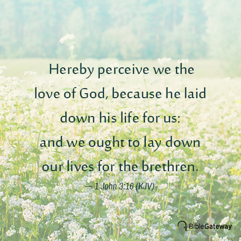 1 John 3:16 on Bible Gateway.