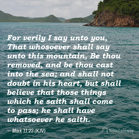 Mark 11:23 on Bible Gateway.