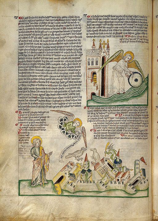 The angel throws a millstone into the sea - Fall of Babylon Wellcome Collection