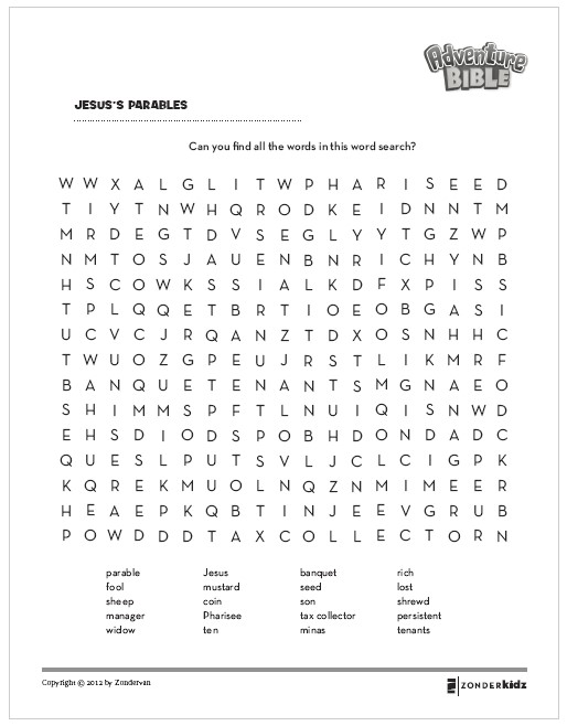 Print this Jesus Parables Word Search Print this Jesus Parables Word Search