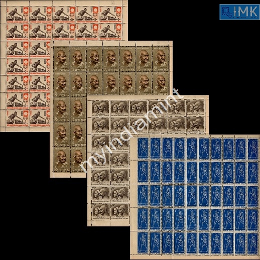 Lot 2249 - Full Sheet 3f. Mahatma Gandhi -  Myindiamint Auction 7 Part 3 THE MARATHON - Day 3 Premium- (The Final Stretch)