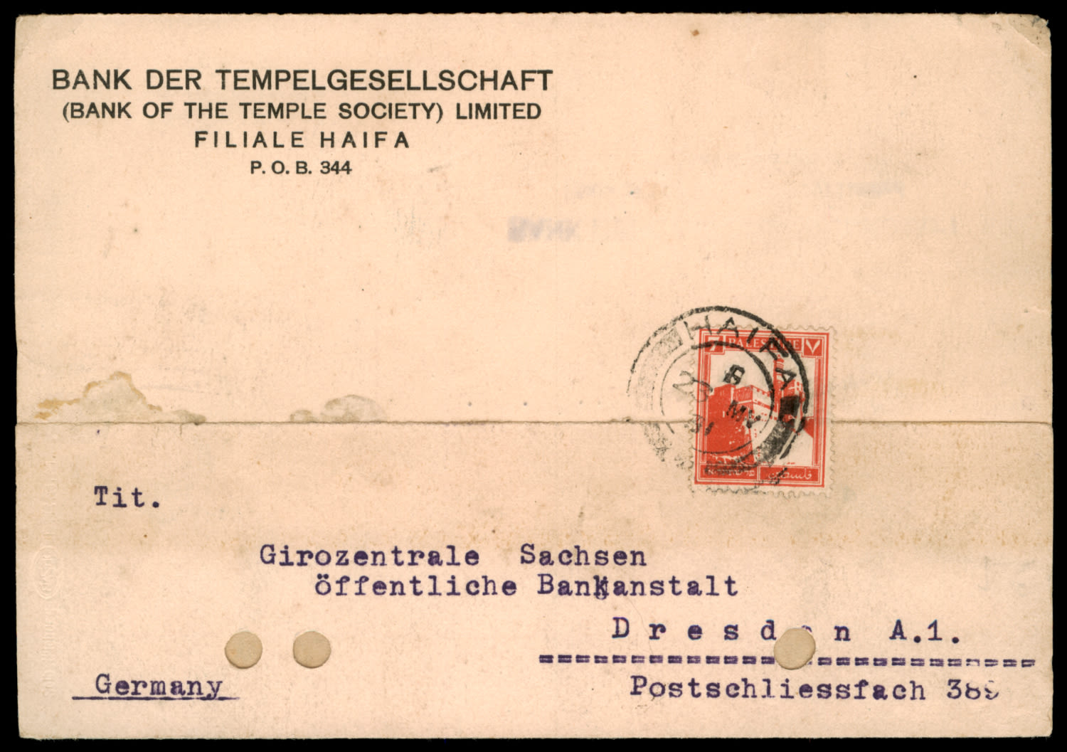 Lot 202 - Templers in Eretz Israel Palestine - ISRASTAMPS Auction #5 Lot 202 - Templers in Eretz Israel Palestine - ISRASTAMPS Auction #5
