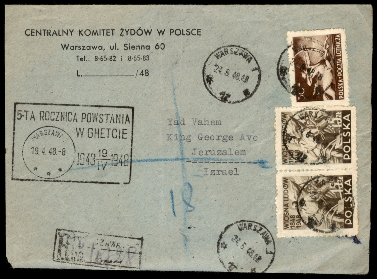 Lot 178 - Judaica & Zionism related paper items יודאיקה - ציונות - מכתבים וגלויות -  ISRASTAMPS  Auction #8 Special summer sale - nearly everything up to $ 10 !!!
