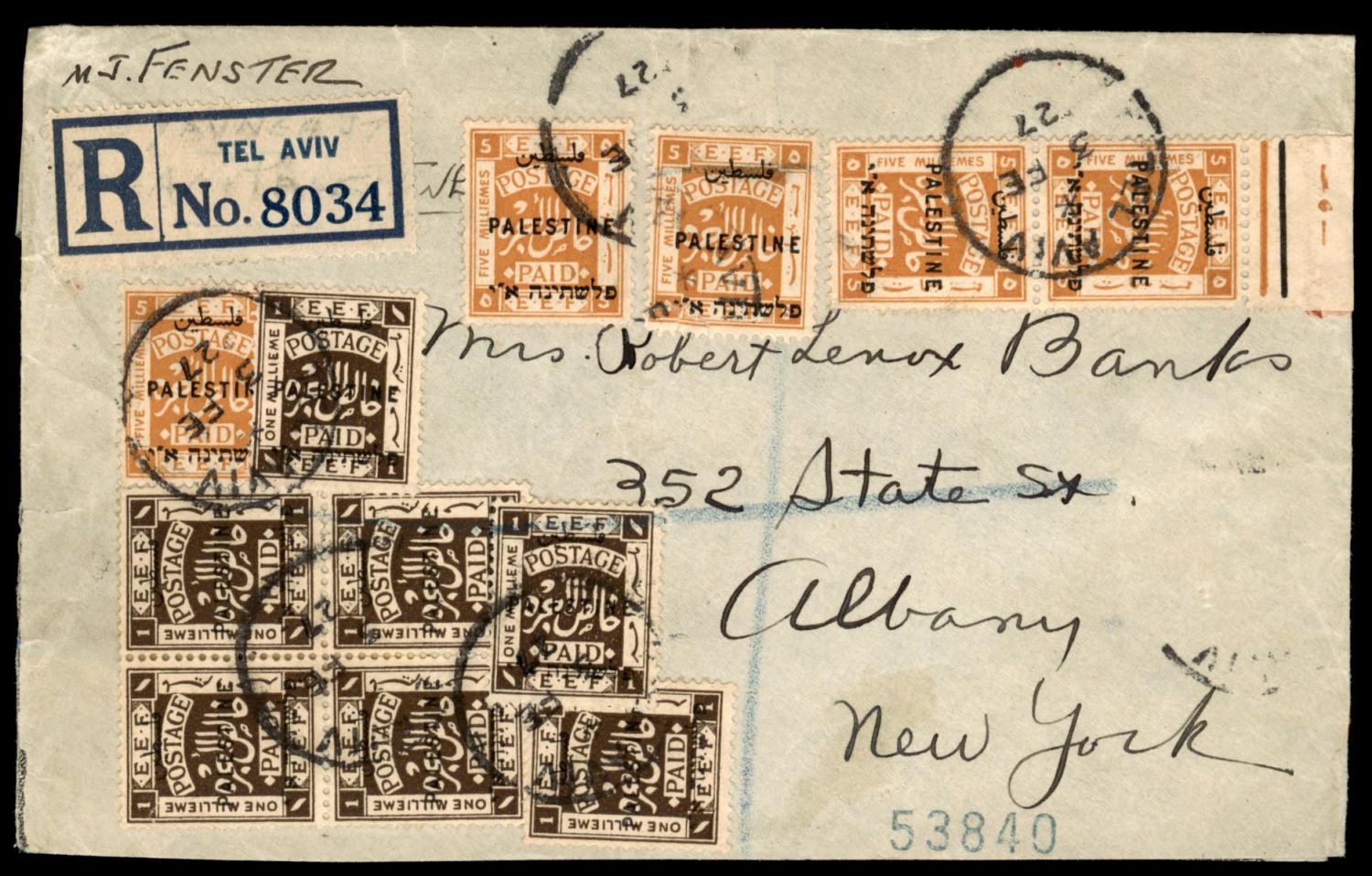 Lot 735 - British Palestine 1918 - 1948 Postal History & Covers ארץ ישראל פלשתינה 1918 - 1948 מעטפות ותולדות הדאר - ISRASTAMPS Auction #8 Special summer sale - nearly everything up to $ 10 !!! Lot 735 - British Palestine 1918 - 1948 Postal History & Covers ארץ ישראל פלשתינה 1918 - 1948 מעטפות ותולדות הדאר - ISRASTAMPS Auction #8 Special summer sale - nearly everything up to $ 10 !!!