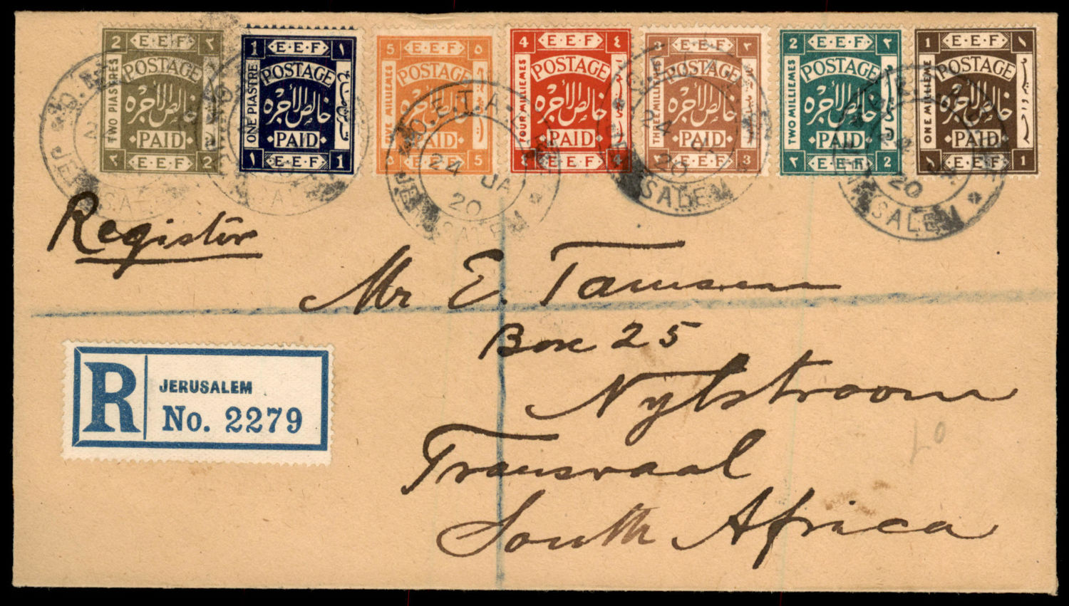 Lot 738 - British Palestine 1918 - 1948 Postal History & Covers ארץ ישראל פלשתינה 1918 - 1948 מעטפות ותולדות הדאר - ISRASTAMPS Auction #8 Special summer sale - nearly everything up to $ 10 !!! Lot 738 - British Palestine 1918 - 1948 Postal History & Covers ארץ ישראל פלשתינה 1918 - 1948 מעטפות ותולדות הדאר - ISRASTAMPS Auction #8 Special summer sale - nearly everything up to $ 10 !!!