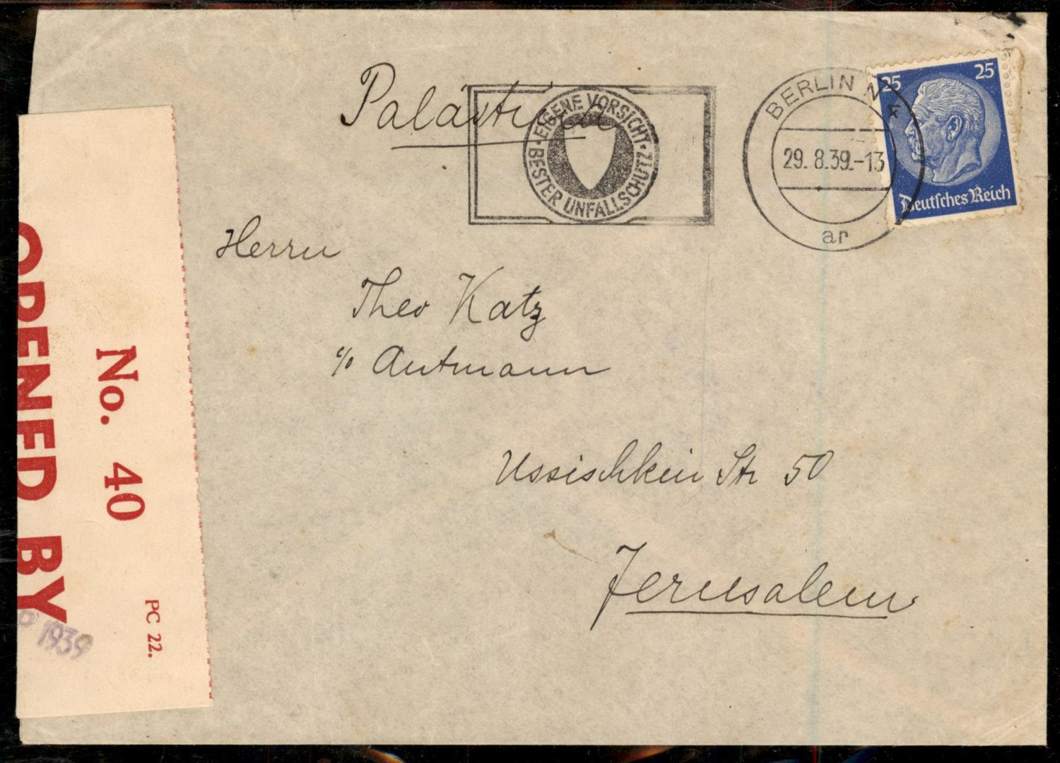 Lot 751 - British Palestine 1918 - 1948 Postal History & Covers ארץ ישראל פלשתינה 1918 - 1948 מעטפות ותולדות הדאר - ISRASTAMPS Auction #8 Special summer sale - nearly everything up to $ 10 !!! Lot 751 - British Palestine 1918 - 1948 Postal History & Covers ארץ ישראל פלשתינה 1918 - 1948 מעטפות ותולדות הדאר - ISRASTAMPS Auction #8 Special summer sale - nearly everything up to $ 10 !!!