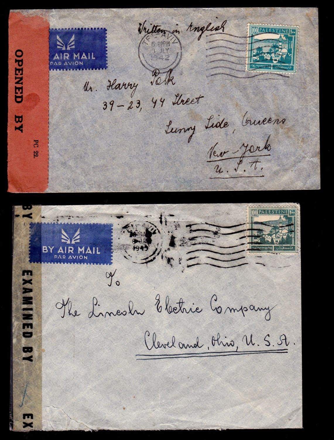Lot 757 - British Palestine 1918 - 1948 Postal History & Covers ארץ ישראל פלשתינה 1918 - 1948 מעטפות ותולדות הדאר - ISRASTAMPS Auction #8 Special summer sale - nearly everything up to $ 10 !!! Lot 757 - British Palestine 1918 - 1948 Postal History & Covers ארץ ישראל פלשתינה 1918 - 1948 מעטפות ותולדות הדאר - ISRASTAMPS Auction #8 Special summer sale - nearly everything up to $ 10 !!!