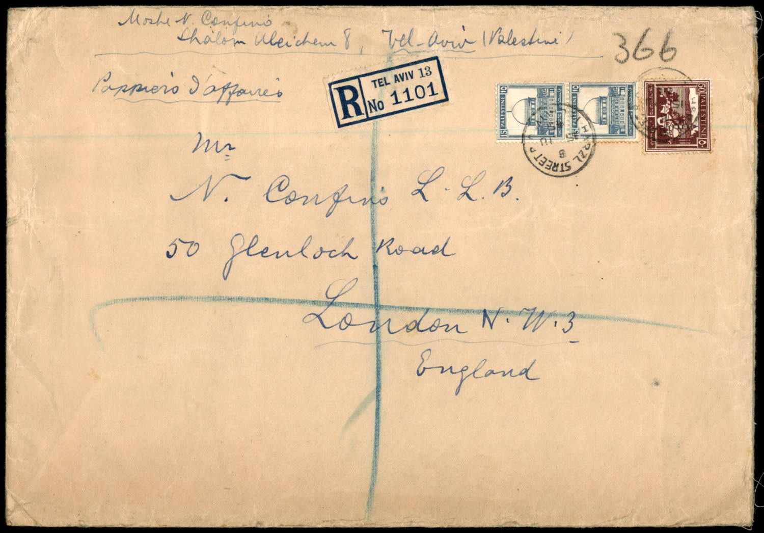 Lot 762 - British Palestine 1918 - 1948 Postal History & Covers ארץ ישראל פלשתינה 1918 - 1948 מעטפות ותולדות הדאר - ISRASTAMPS Auction #8 Special summer sale - nearly everything up to $ 10 !!! Lot 762 - British Palestine 1918 - 1948 Postal History & Covers ארץ ישראל פלשתינה 1918 - 1948 מעטפות ותולדות הדאר - ISRASTAMPS Auction #8 Special summer sale - nearly everything up to $ 10 !!!