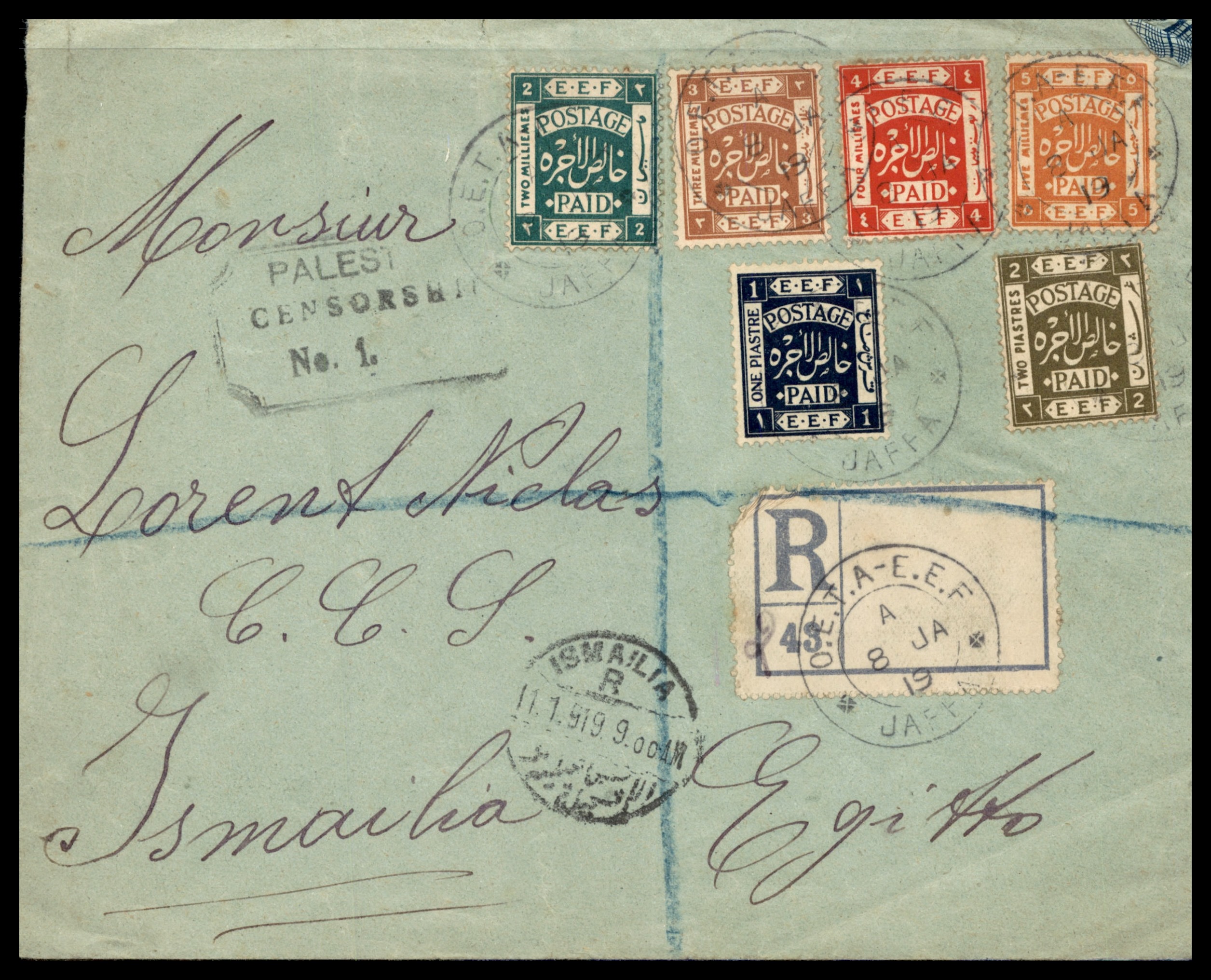 Lot 242 - British Palestine 1918 - 1948 Postal History & Covers - ISRASTAMPS Auction 13 Lot 242 - British Palestine 1918 - 1948 Postal History & Covers - ISRASTAMPS Auction 13