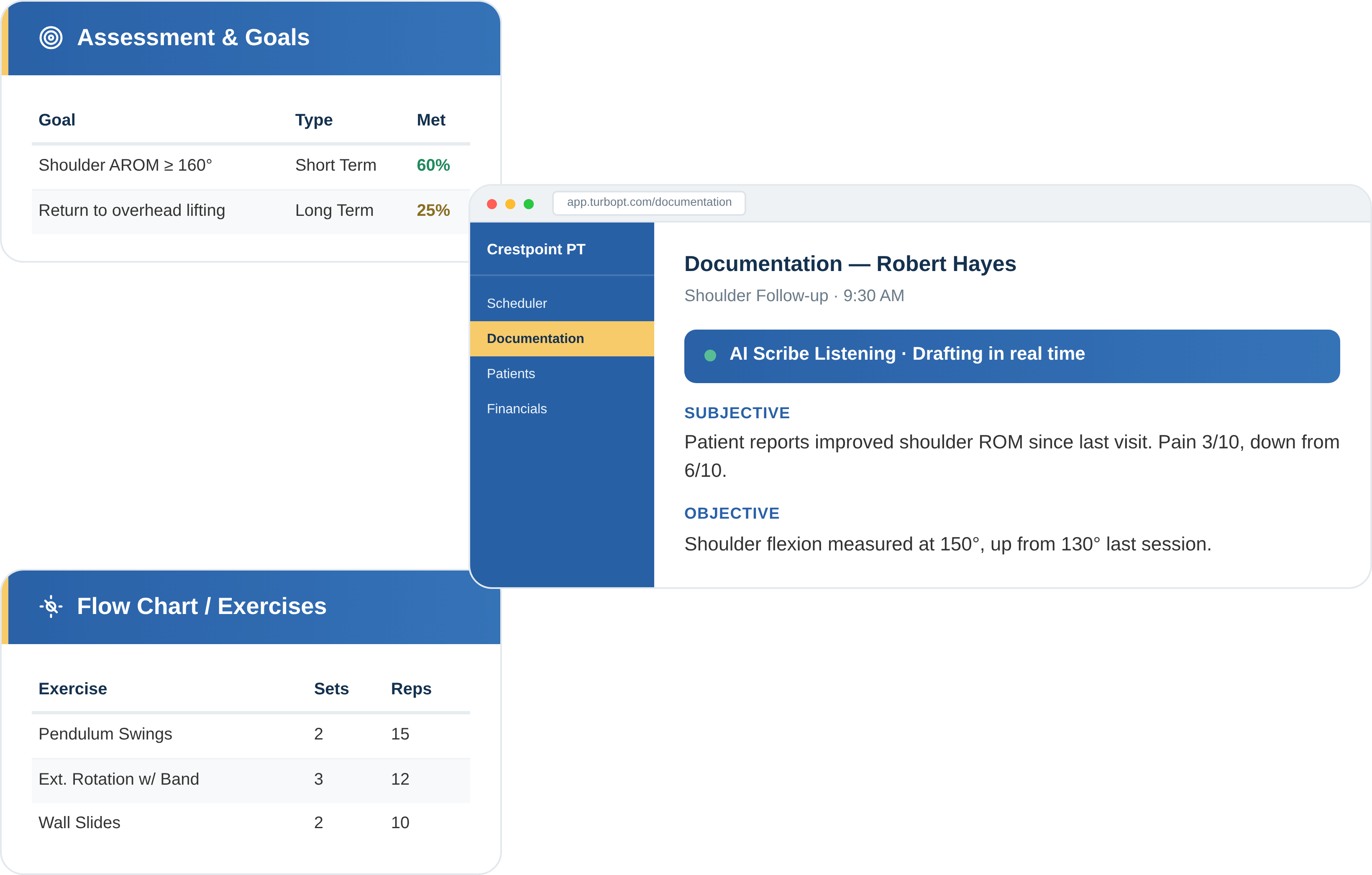 TurboPT therapy documentation software interface
