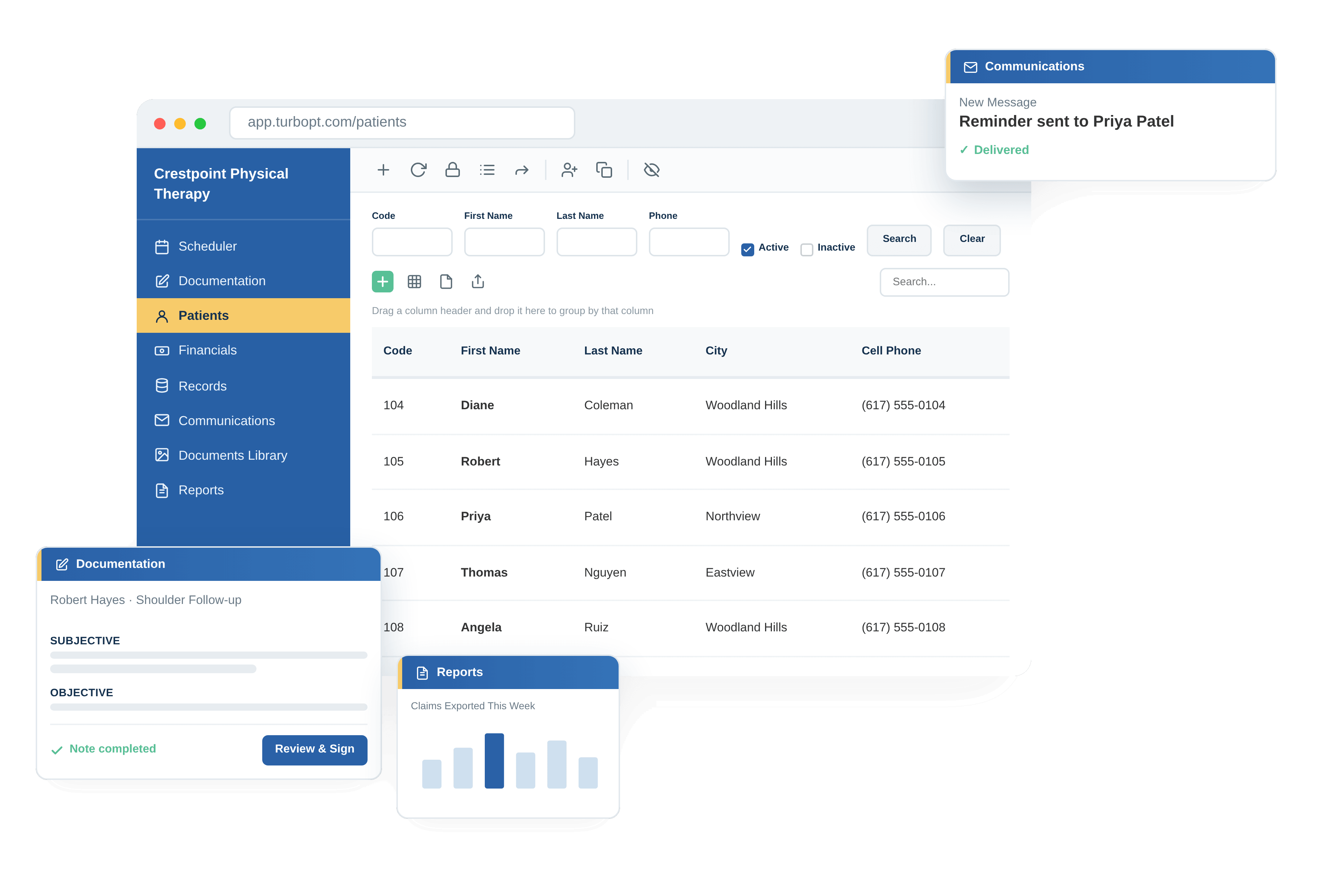 Therapy Practice Management Software in TurboPT