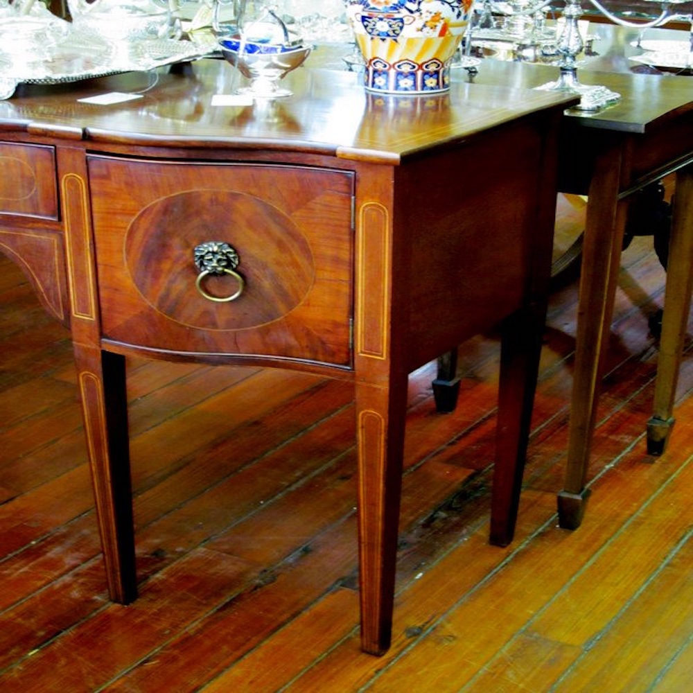Download Antique English Sheraton or Hepplewhite Style Serpentine Shape Sideboard - George C. Birlant and ...