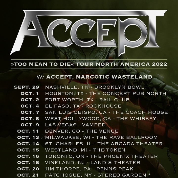 Accept Houston Tickets, The Concert Pub North Oct 01, 2022 Bandsintown