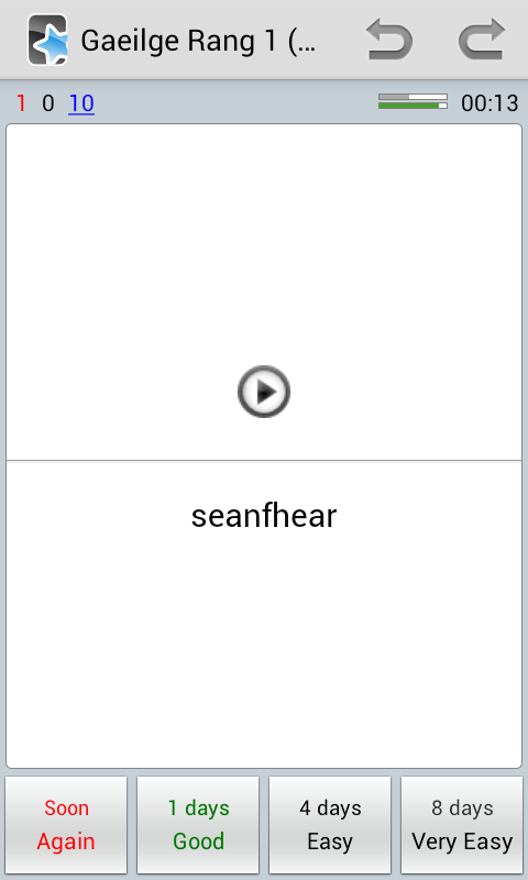 Irish language flashcard on Android Irish language flashcard on Android