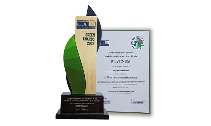 Hayleys Fentons Receives Prestigious CIOB Platinum Award for Sustainability Leadership in Sri Lanka's Construction Industry - Adaderana Biz English - Vimarsana News