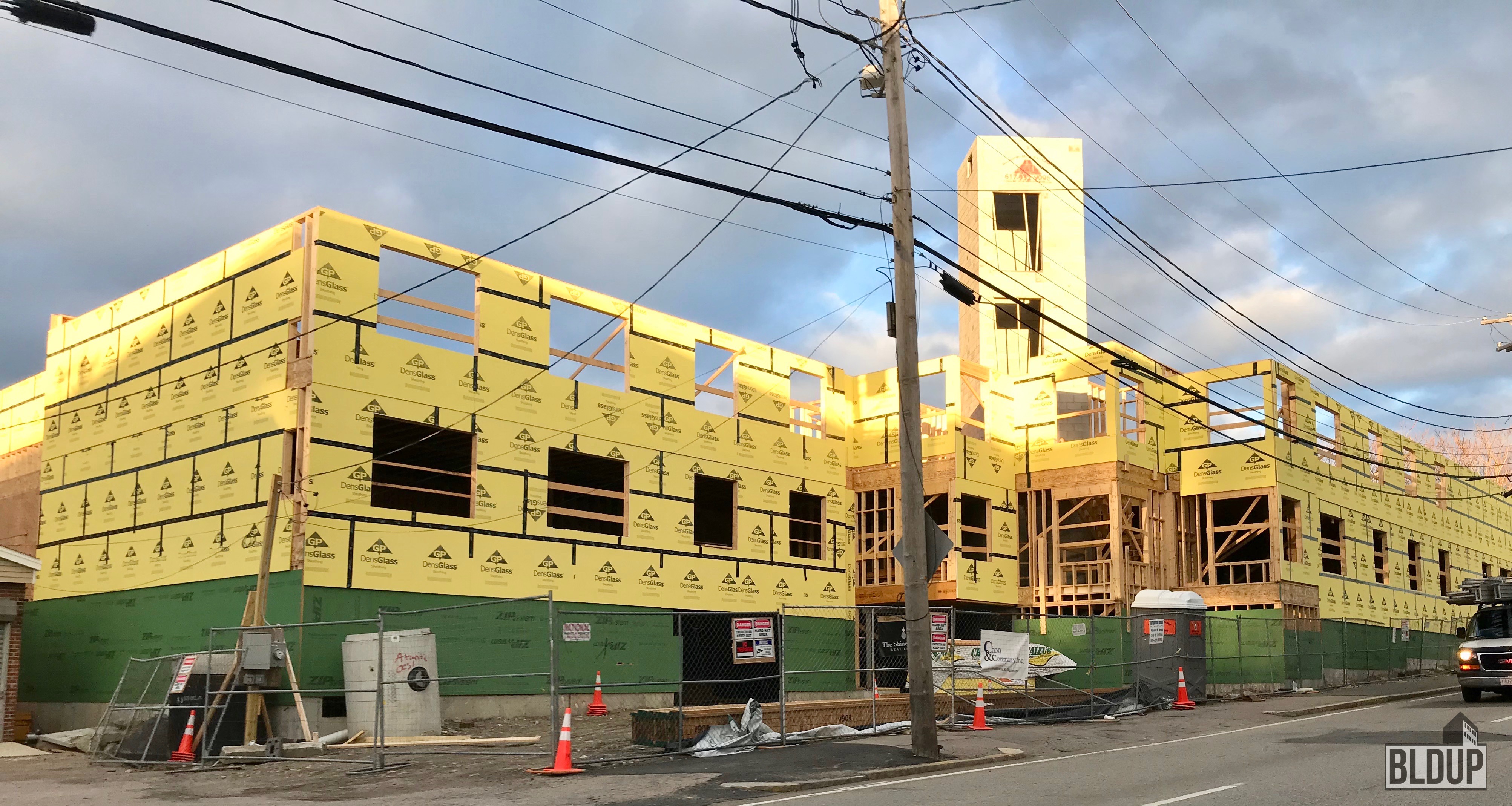 Framing Going Up for 150 Hancock Street in North Quincy BLDUP
