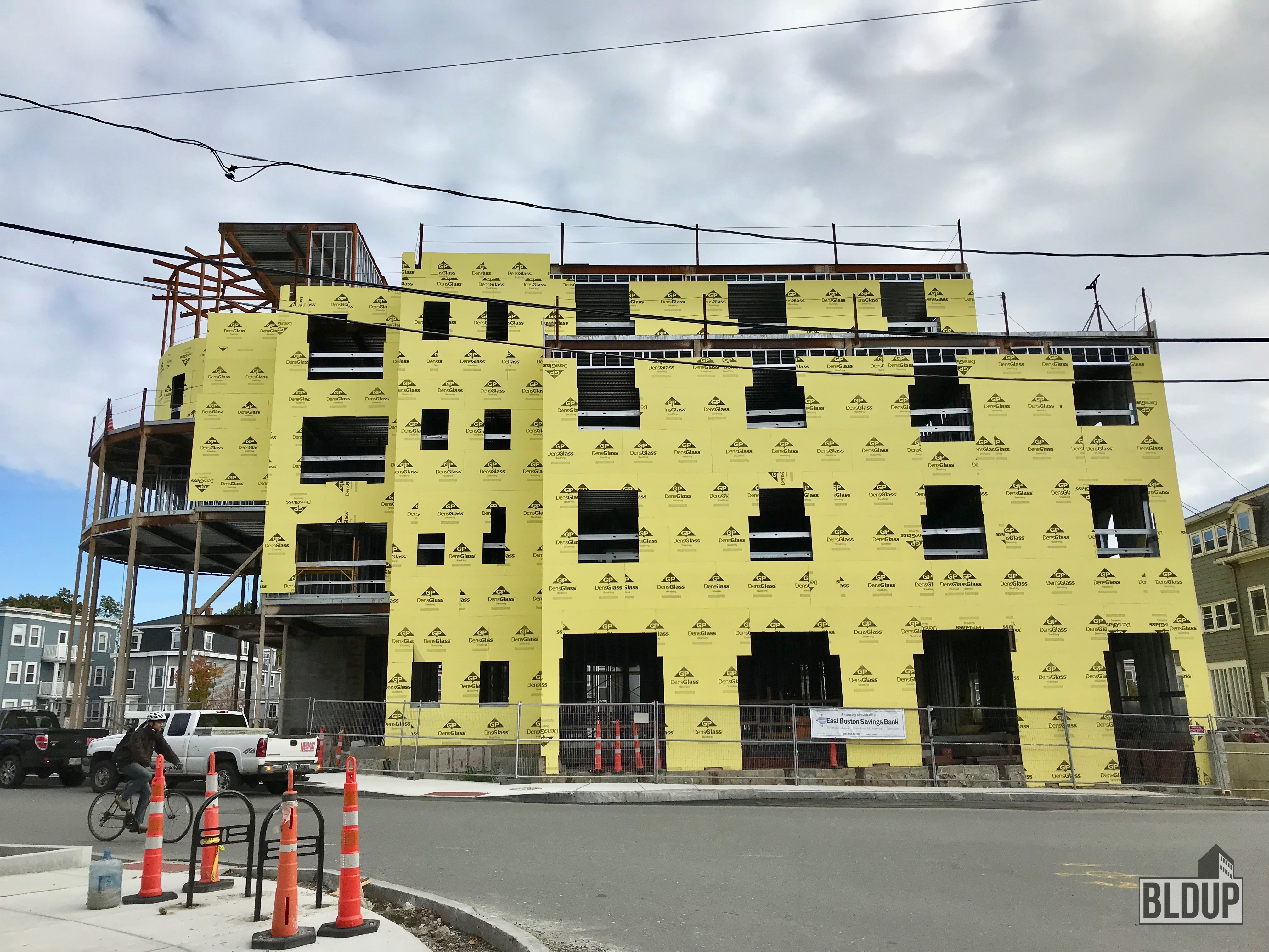 Framing and Exterior Work Ongoing at Beacon Street Hotel in Somerville