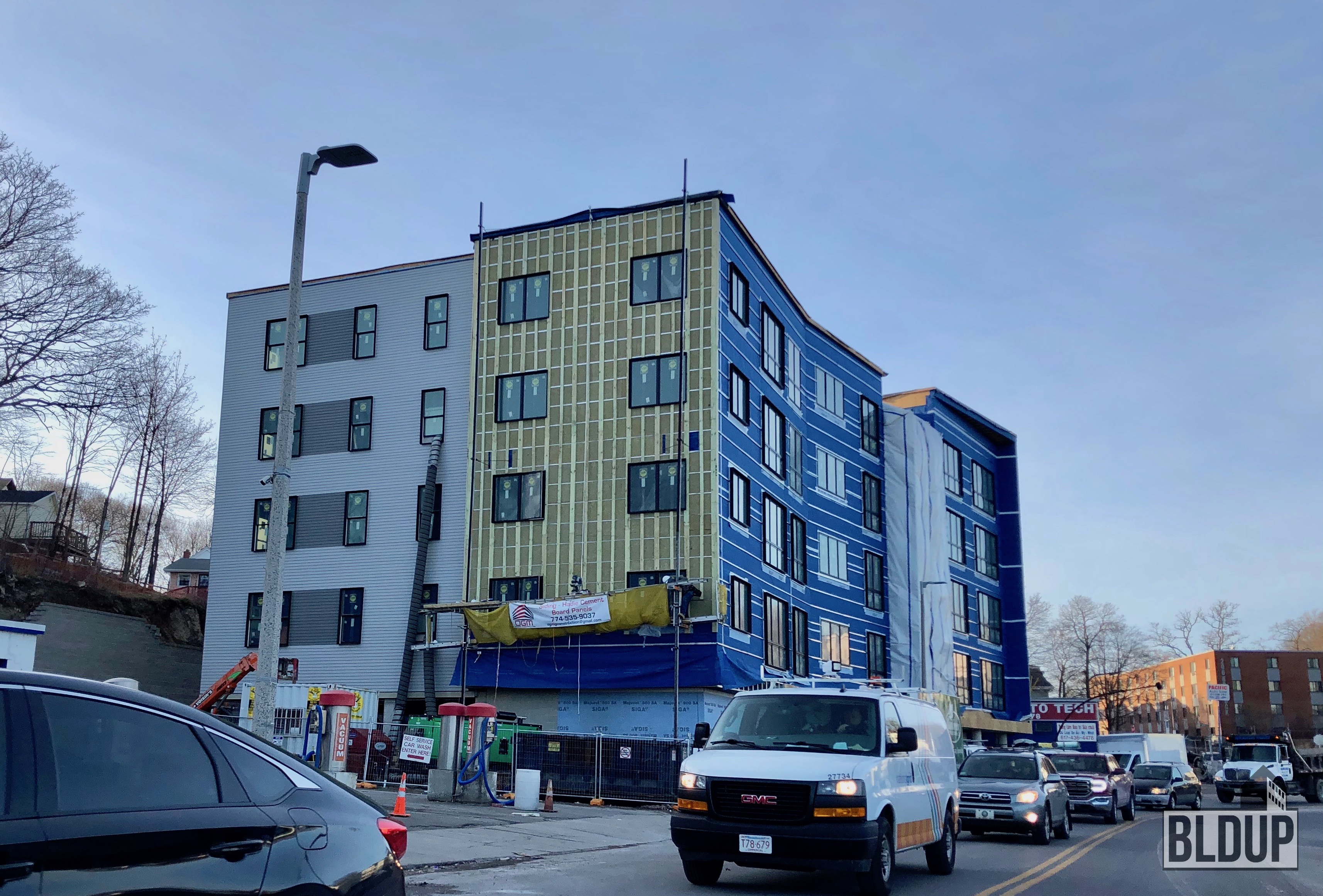 Facade Install Well Underway at 233 Hancock St. in Dorchester BLDUP