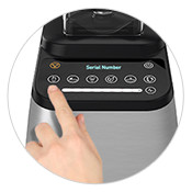 Hold down the red ‘X’ on your blender, then select ‘Rewards.’ This will display the serial number along with your last reward code.