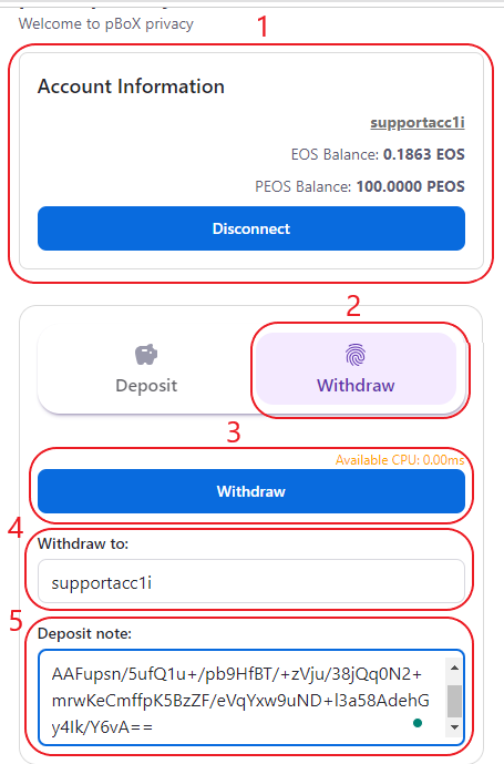 Withdraw eos.