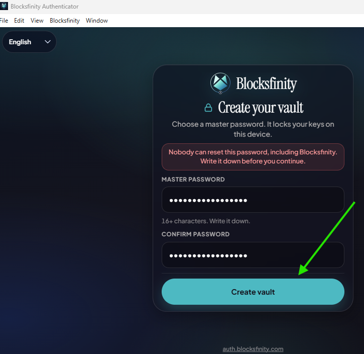 blocksfinity-3-restore-1-create-new-vault.png