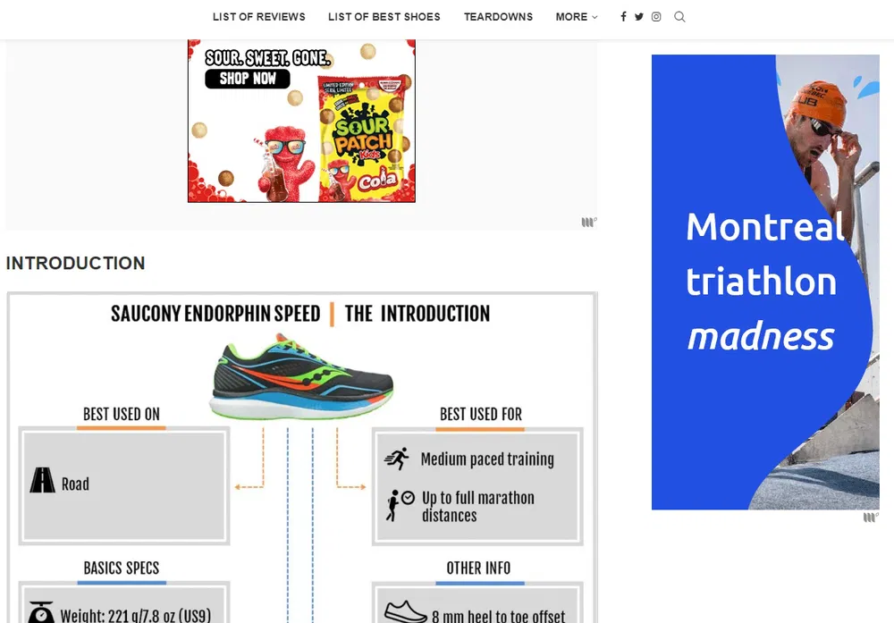 Sour Patch Kids on a running shoe review blog