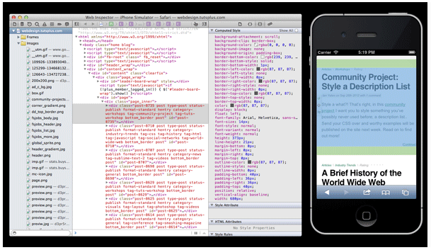 Web Inspector box