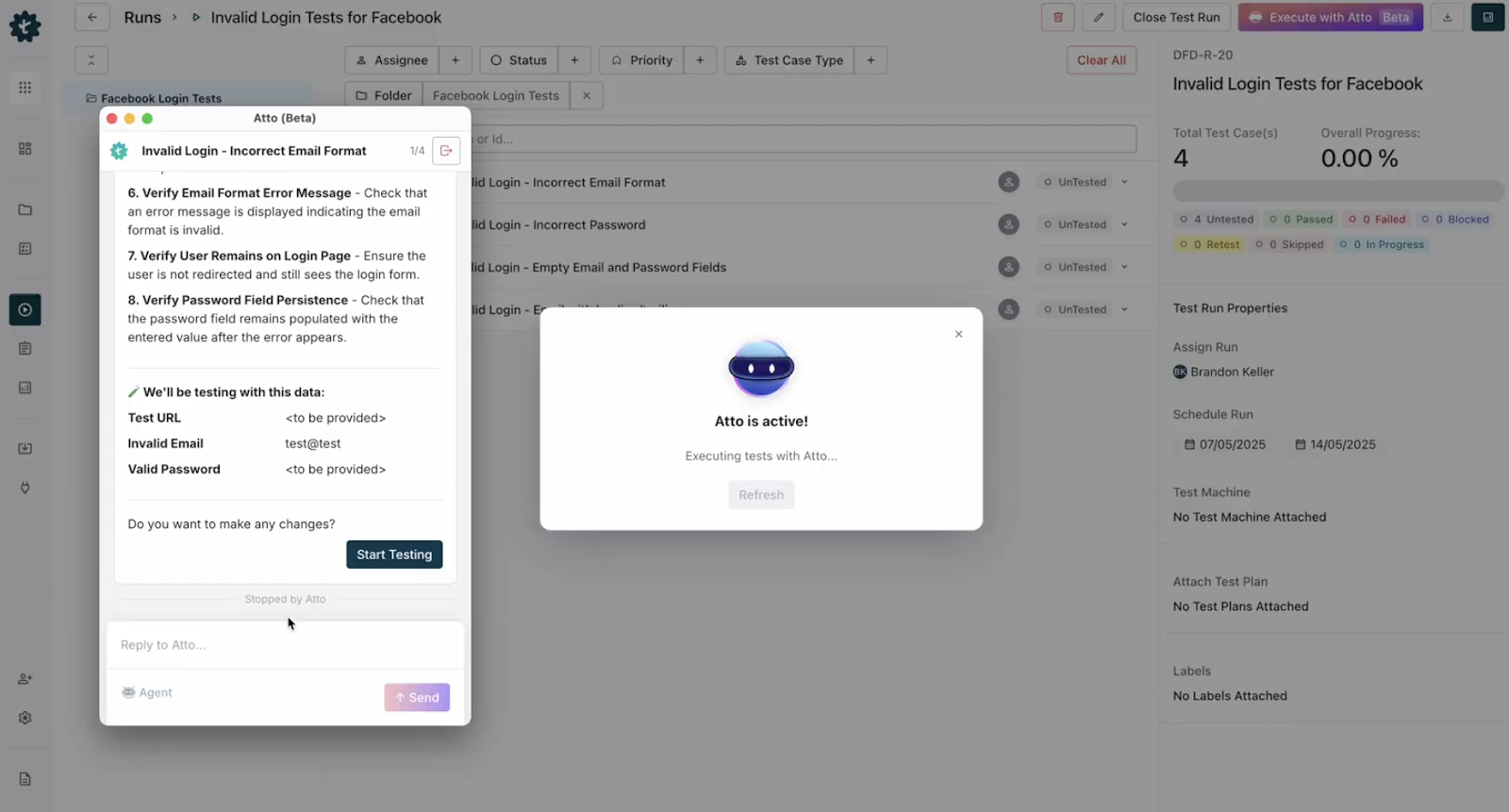 Running test cases in Test Management
