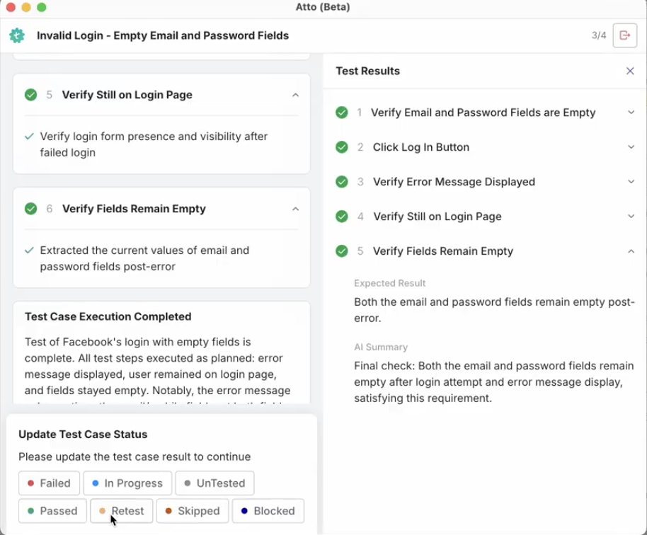 Test results in Test Management