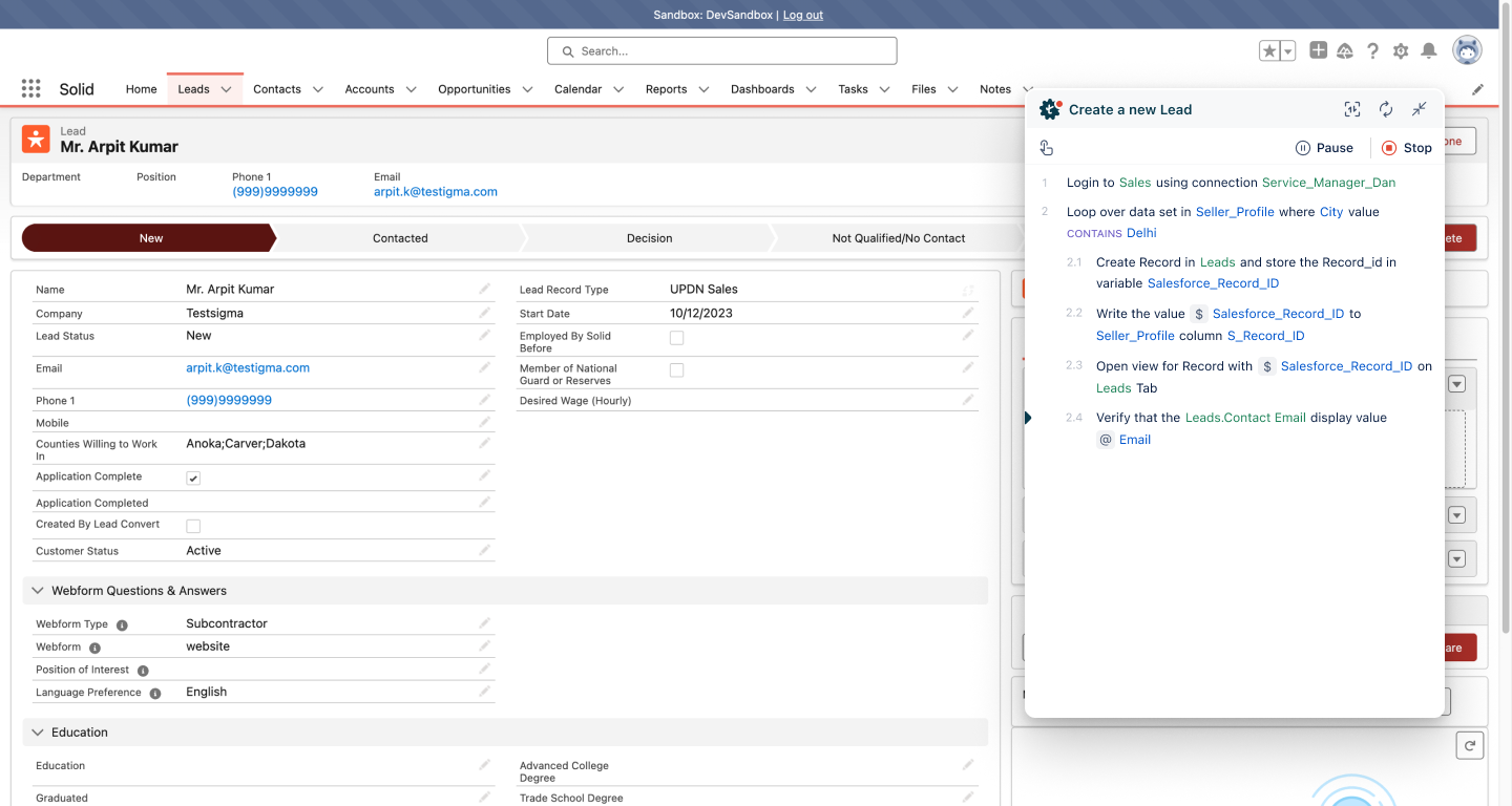 Salesforce Testing -Create test cases