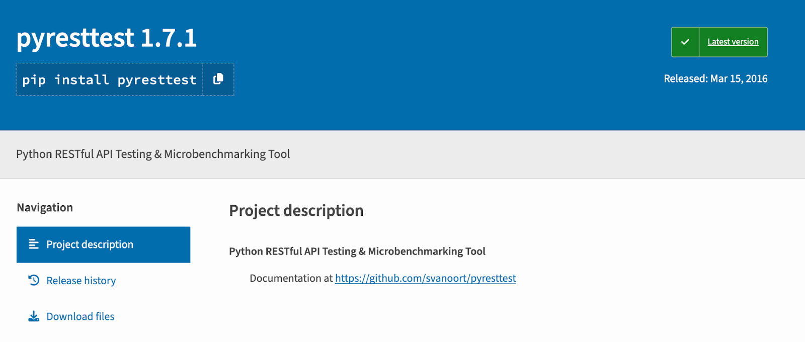 Pyresttest