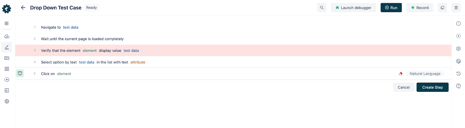 Drop down test case