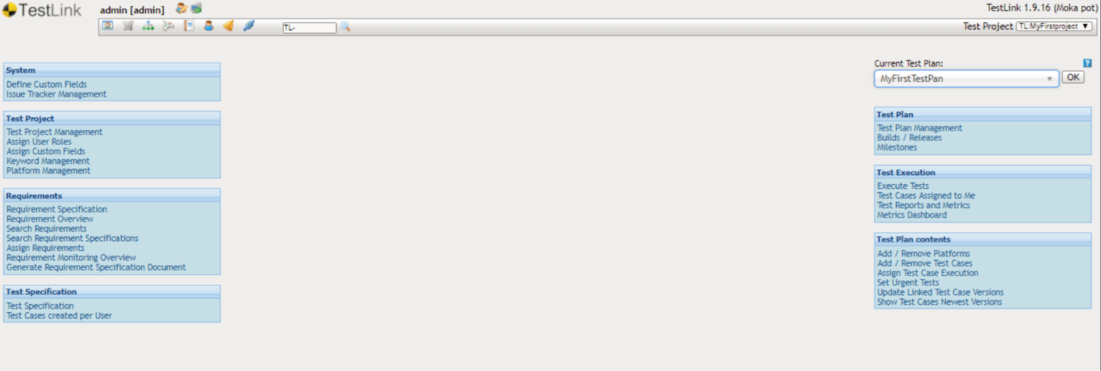 TestLink Dashboard