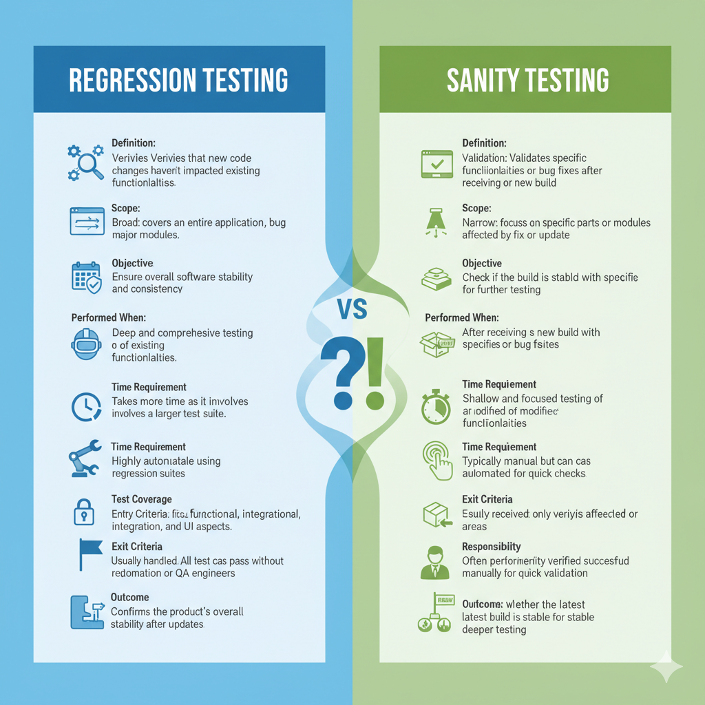 regression testing vs sanity testing