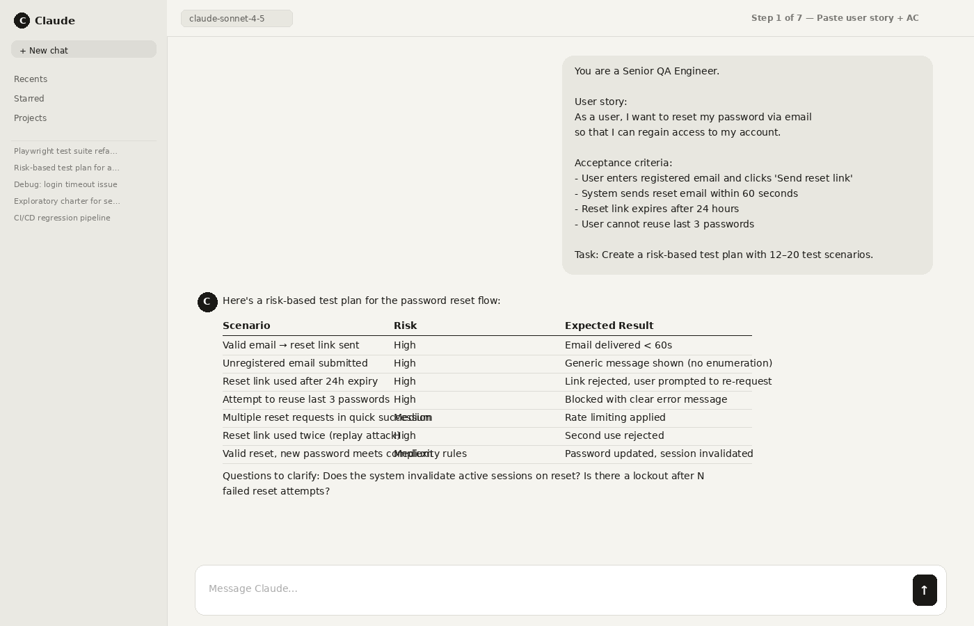 Step 1: Paste the user story + acceptance criteria