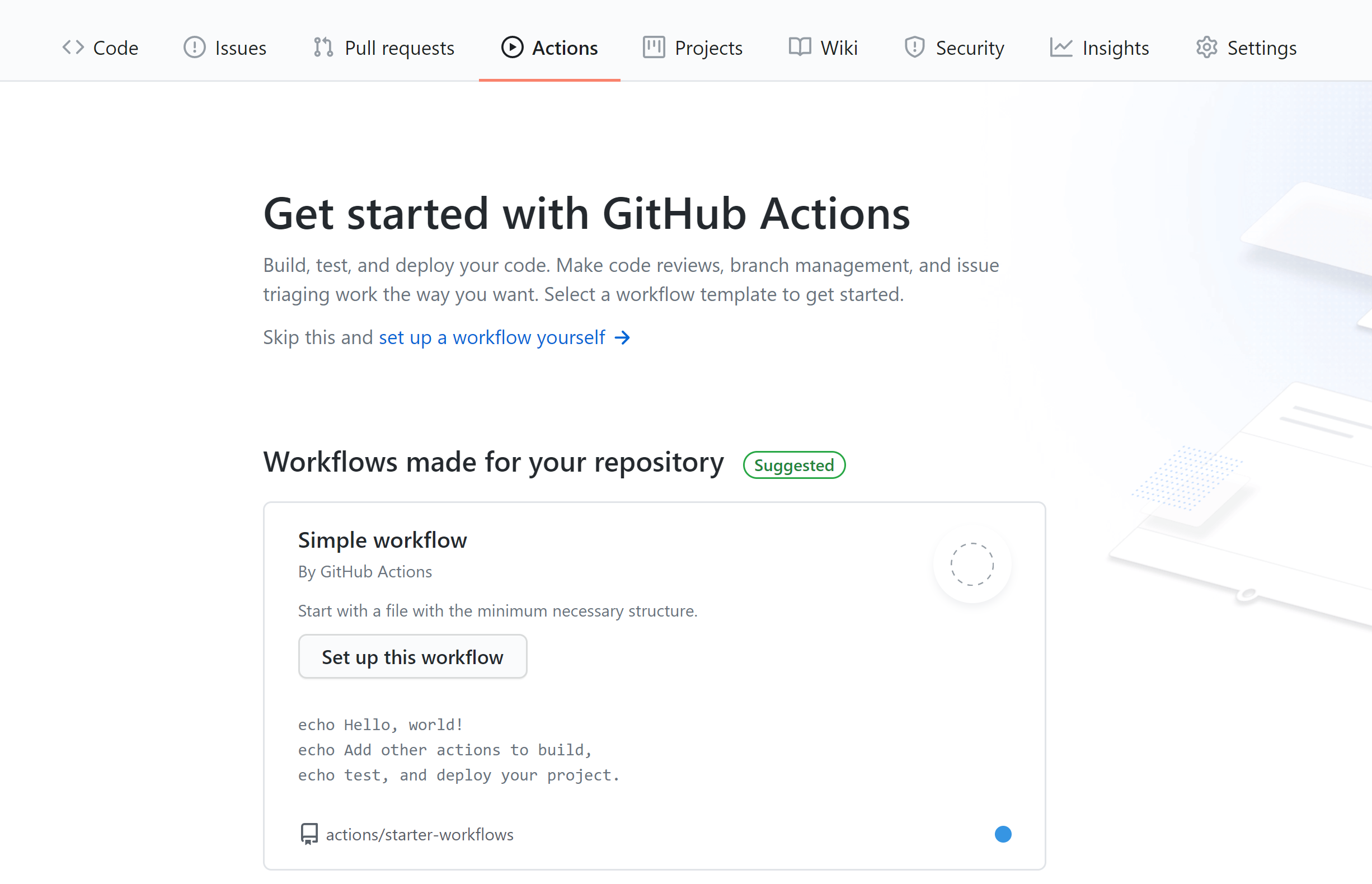 github actions new workflow