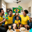 Família feliz com a Copa do Mundo