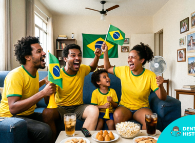 Família feliz com a Copa do Mundo