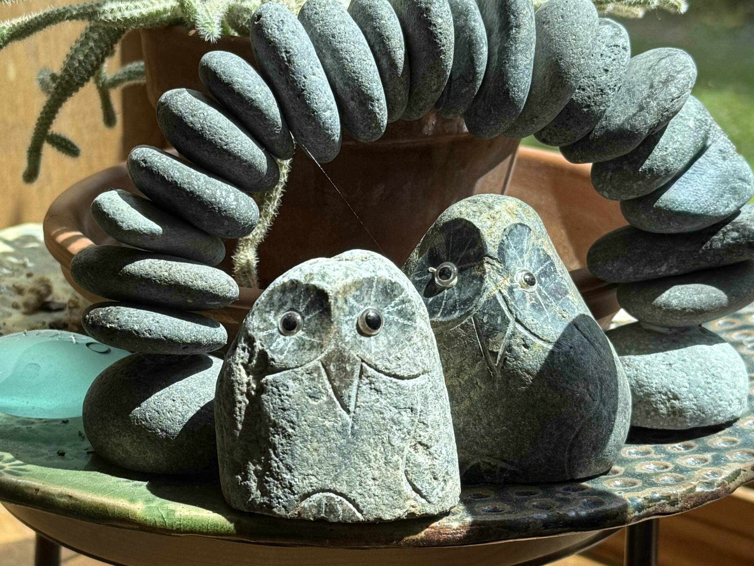 stone owls + cobweb