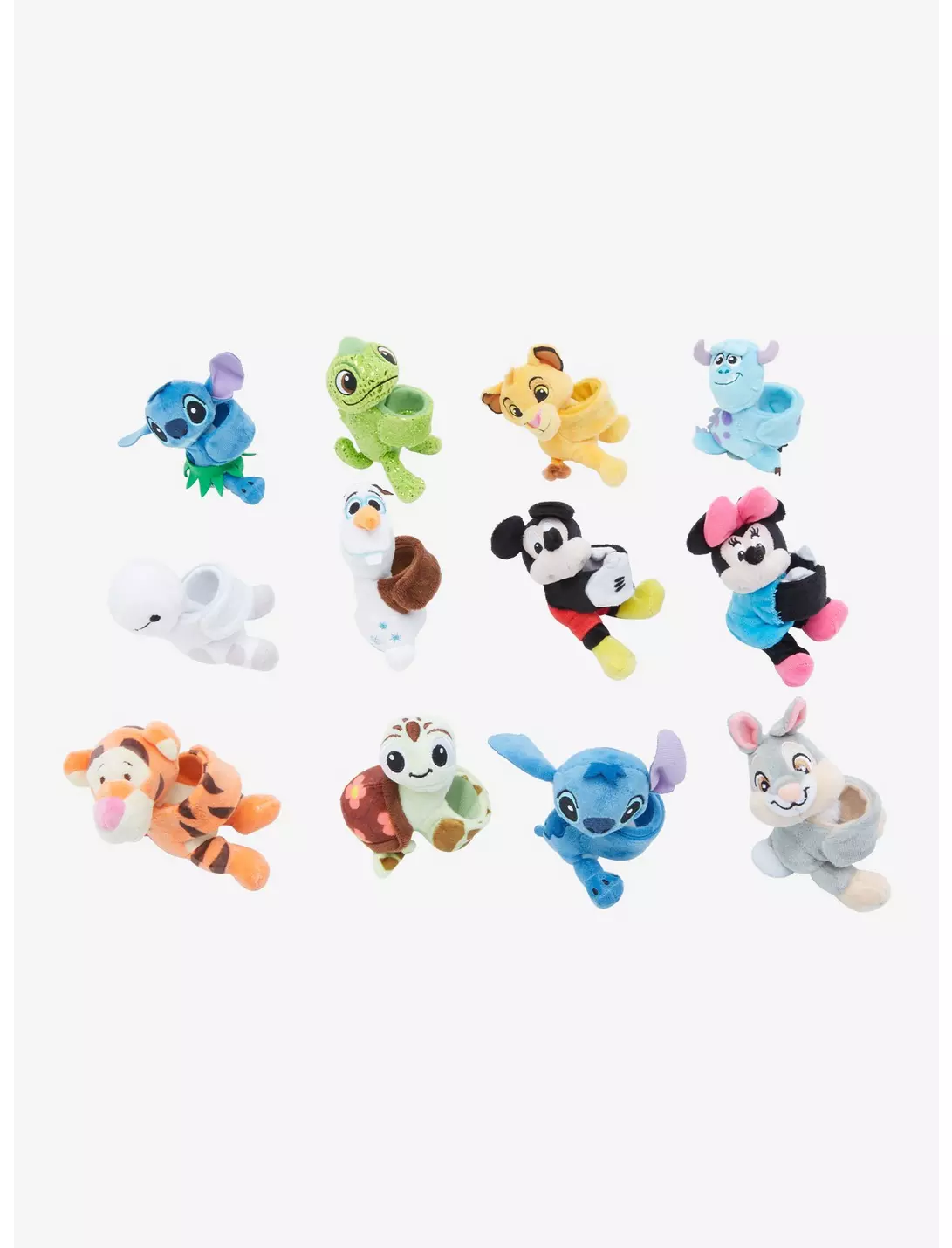A variety of colorful cartoon tape measure bracelets on a white background.