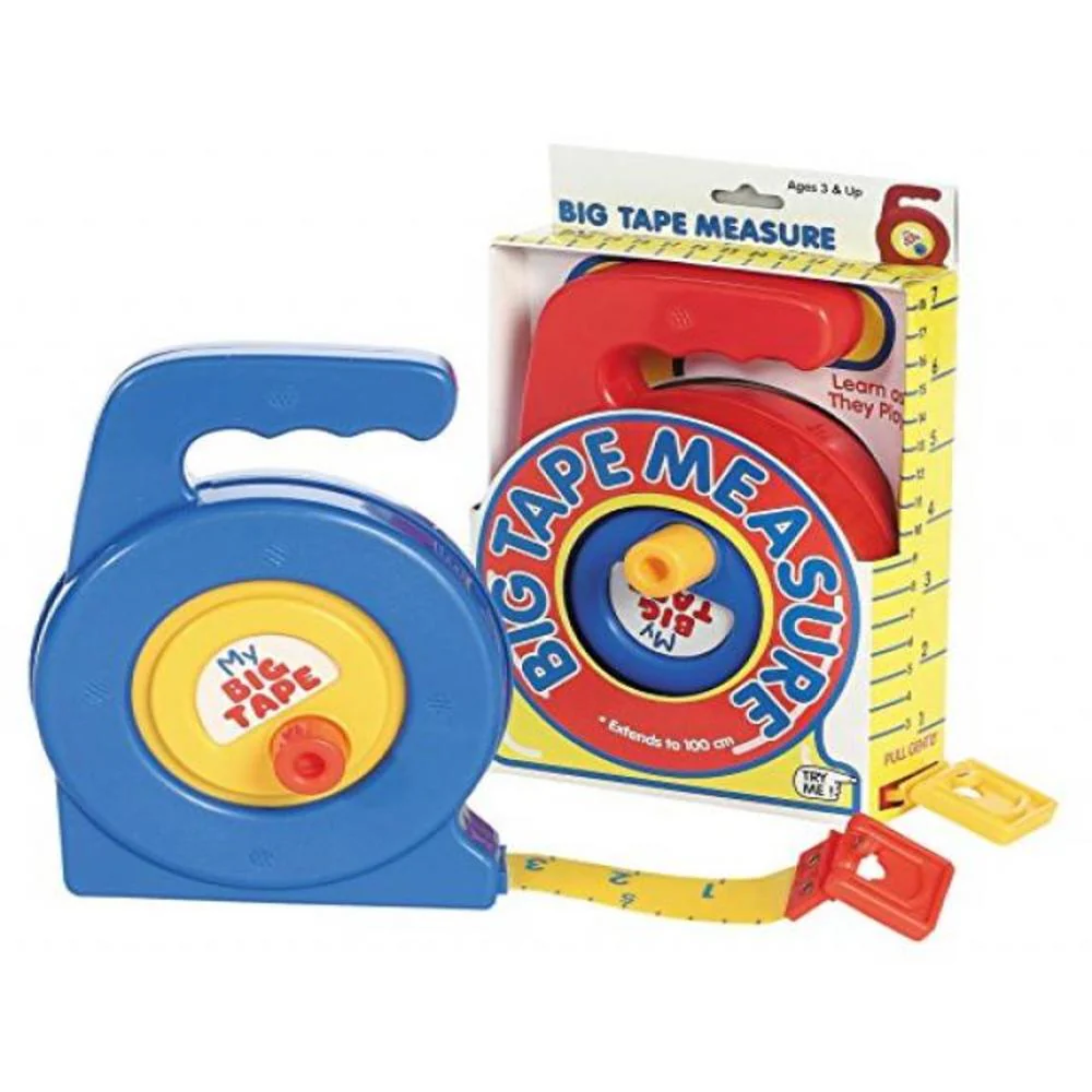 Illustration of blue and red children's toy tape measures