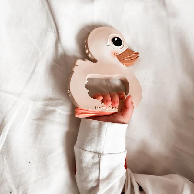 Natural Rubber Duck Teether, Made Of 100% Natural Rubber, Natural Rubber Teether, Beautiful Colors