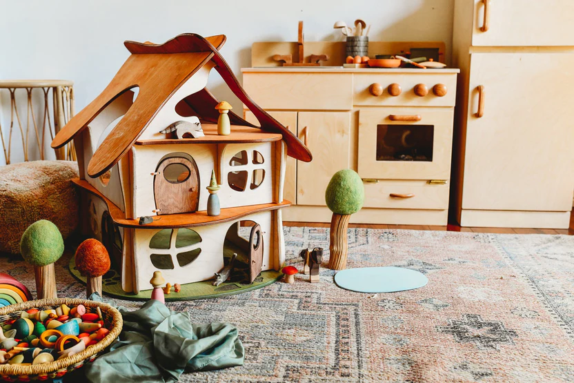 Classic Wooden Dollhouse And Furniture Sets Offer Opportunities To Act Out Everyday Situations And Experiences