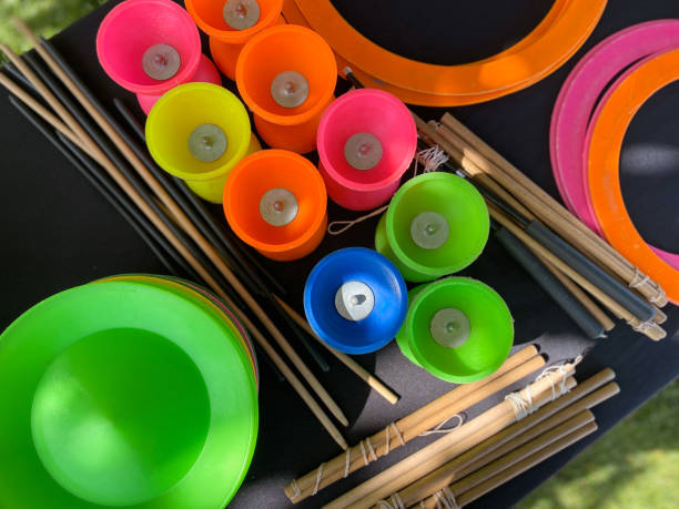 How to play with a yo-yo and other juggling materials: diabolo for kids, juggling discs and rings, yo-yo