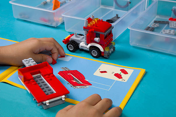 Illustrations Showcasing Hand-building Techniques On Custom LEGO Instructions, Where LEGO Toys Are Displayed As Semi-finished Components