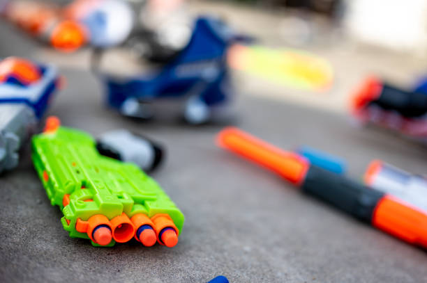 Soft Foam Powered Nerf Guns Loaded and Ready for Use by Children